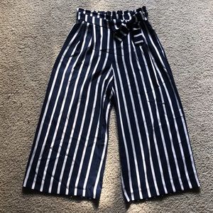 Capri Striped Flowy Pants with Bow